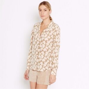 Equipment Femme Adalyn Stamped Heart Silk Button Down Shirt Blouse Small